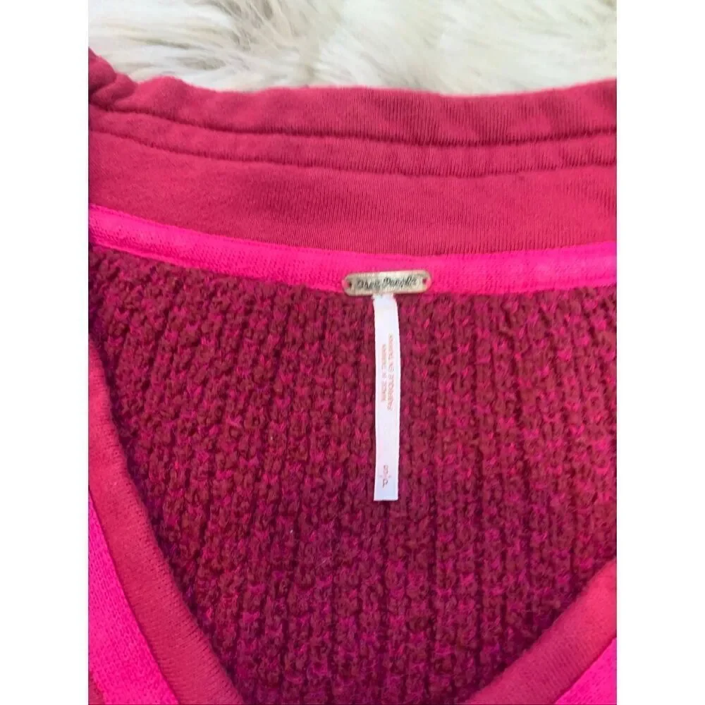 Free People Steffie V Neck Pullover Oversized Chunky Sweater Small
